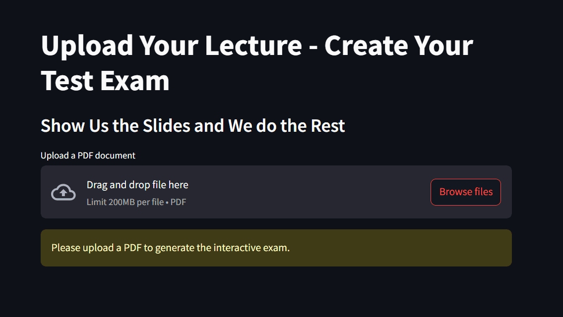 Upload your lPDF and generate your test exam